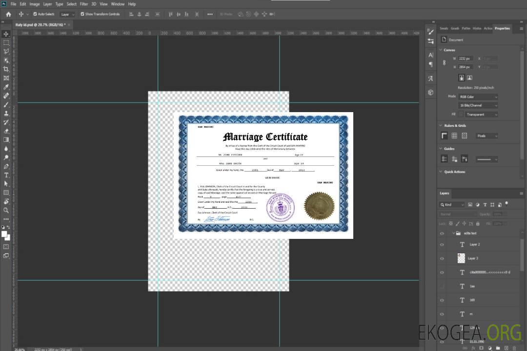Modèle Word et PDF d'acte de mariage de Saint-Marin template Modèle Word et PDF d'acte de mariage de Saint-Marin template